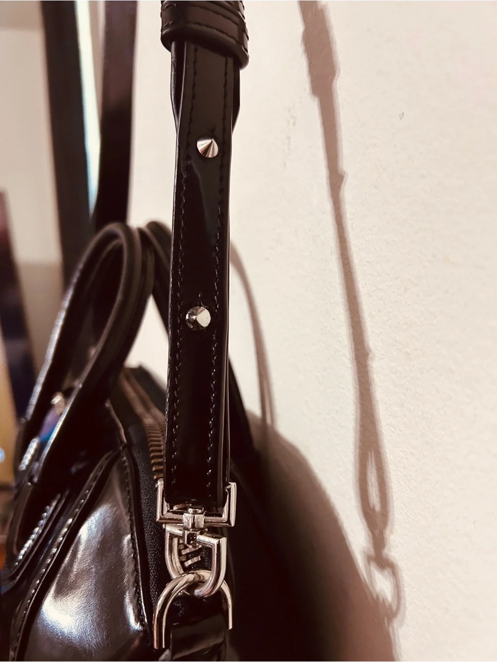Vintage Authentic Givenchy black patten leather handba